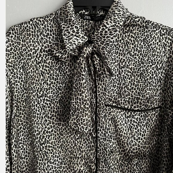 Zara  Leopard Animal Printed Long Shirt Top Woman Size S NEW WITH TAG! - Picture 2 of 9